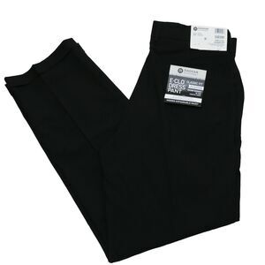 Haggar E-CLO Stria Dress Pants 32x32 Black Classic Fit Pleated Hidden Waist
